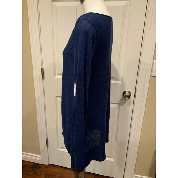 Eileen Fisher Blue Long Wool Blend Sweater W/ Round Neck, Size S/P (US) - Picture 5 of 8